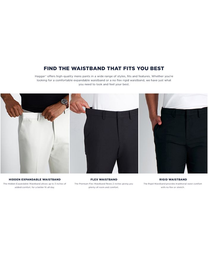 Haggar Men's Premium Classic-Fit Wrinkle-Free Stretch Elastic Waistband Dress Pants