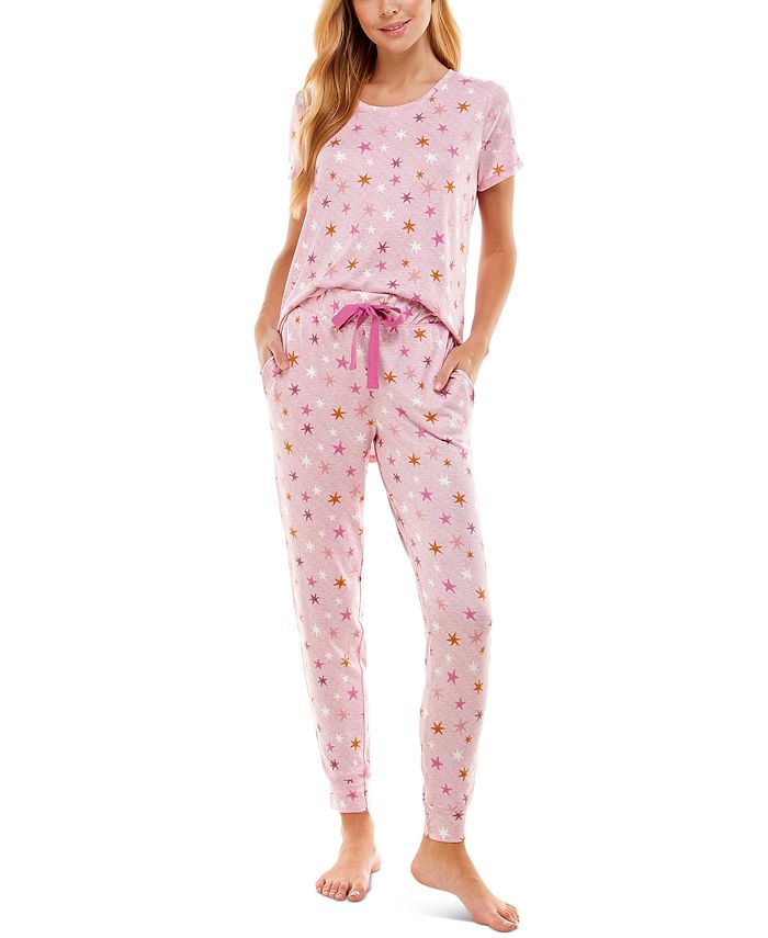 Roudelain Scoop Neck T-Shirt & Jogger Pants Pajama Set