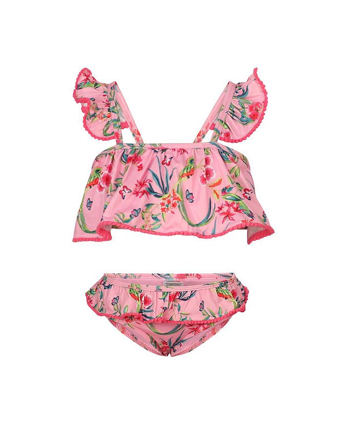 Vince Camuto Little Girls Tropical Print Swimsuit, 2 Piece Set