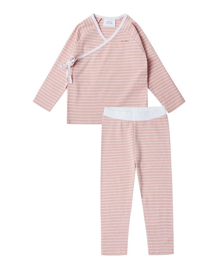 Stellou & Friends Newborn|Baby Matching Side Snap Kimono Top and Pants Set, Unisex