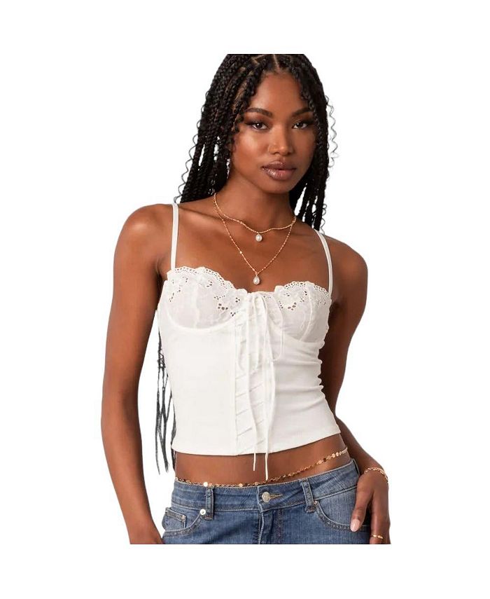 Edikted Women's Fairygirl Cupped Lace Up Corset Top