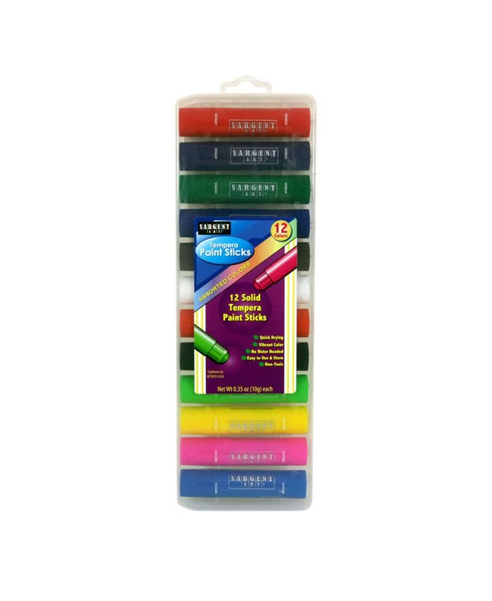 Sargent Art Tempera Paint Sticks in Assorted Colors Set, 12 Pieces