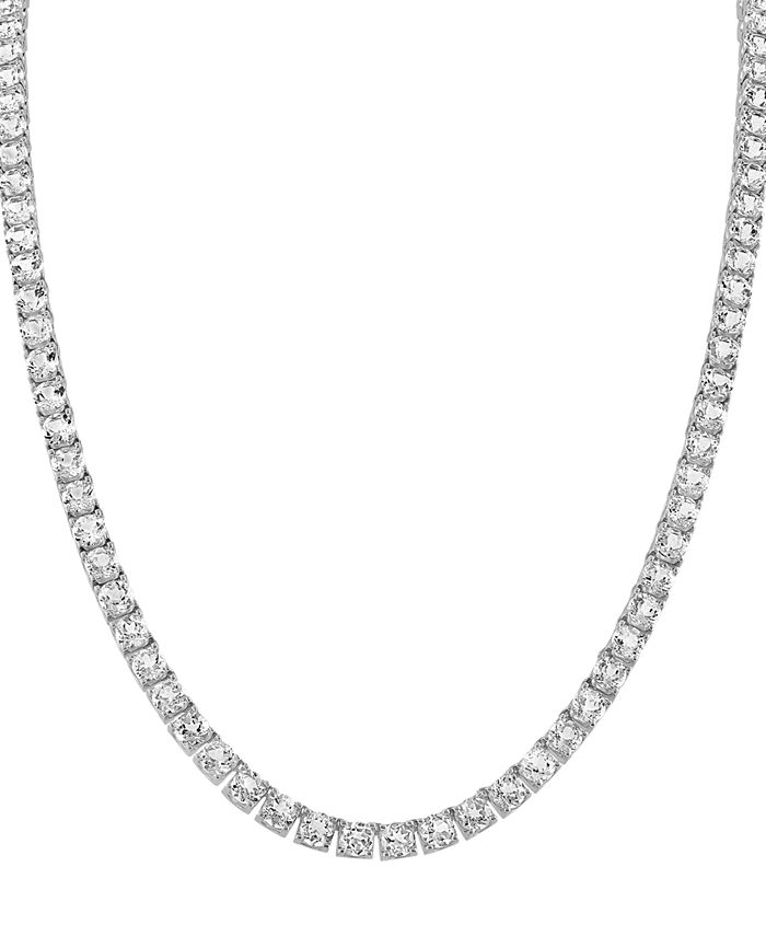 Bulova Men's Icon White Topaz (1/10 ct. t.w.) Tennis 22 Necklace in Sterling Silver