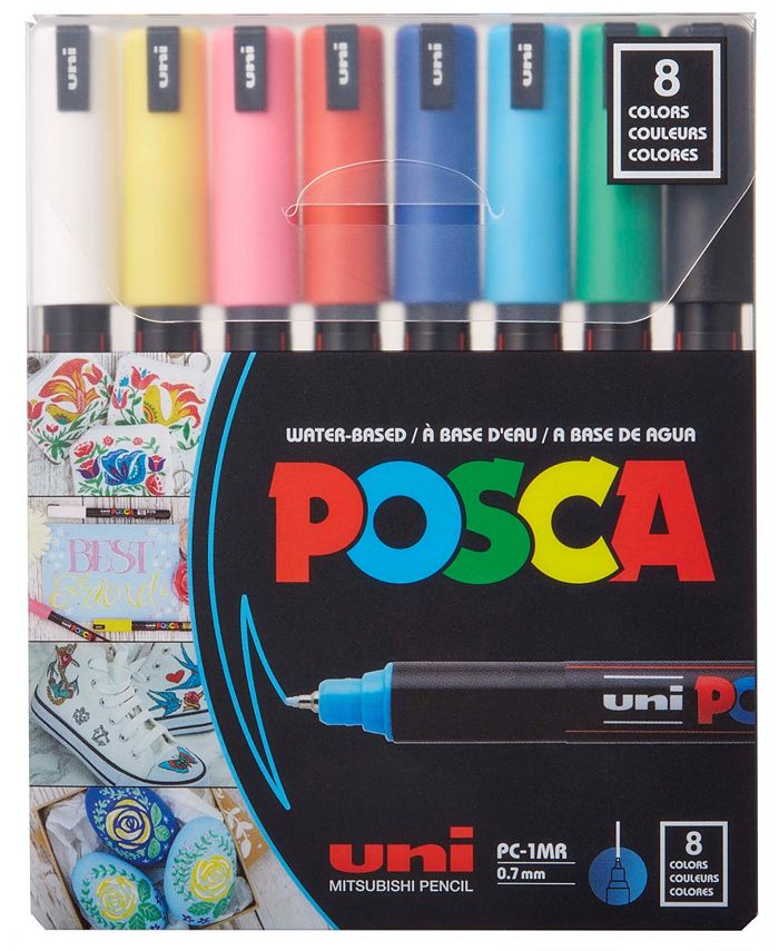 POSCA 8-Color Paint Pen Set, Pc-1Mr, Ultra-Fine