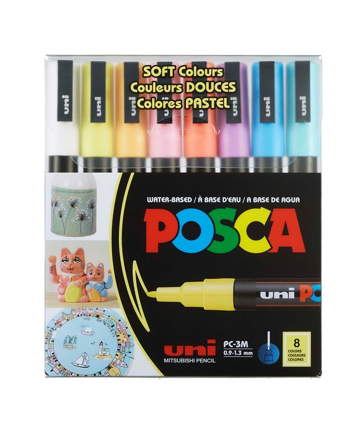 POSCA 8-Color Paint Marker Set, Pc-3M Fine, Soft Colors