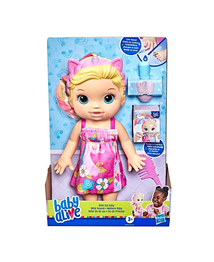 Baby Alive Glam Spa Baby Doll, Unicorn, Makeup, & Color Mani-Pedi