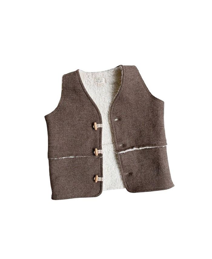 The Simple Folk Child Boy and Child Girl Undyed Wood Toggle Wool Vest