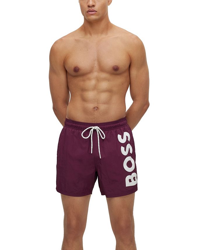 BOSS by Hugo Boss Men's Large Contrast Logo Quick-Drying Swim Shorts