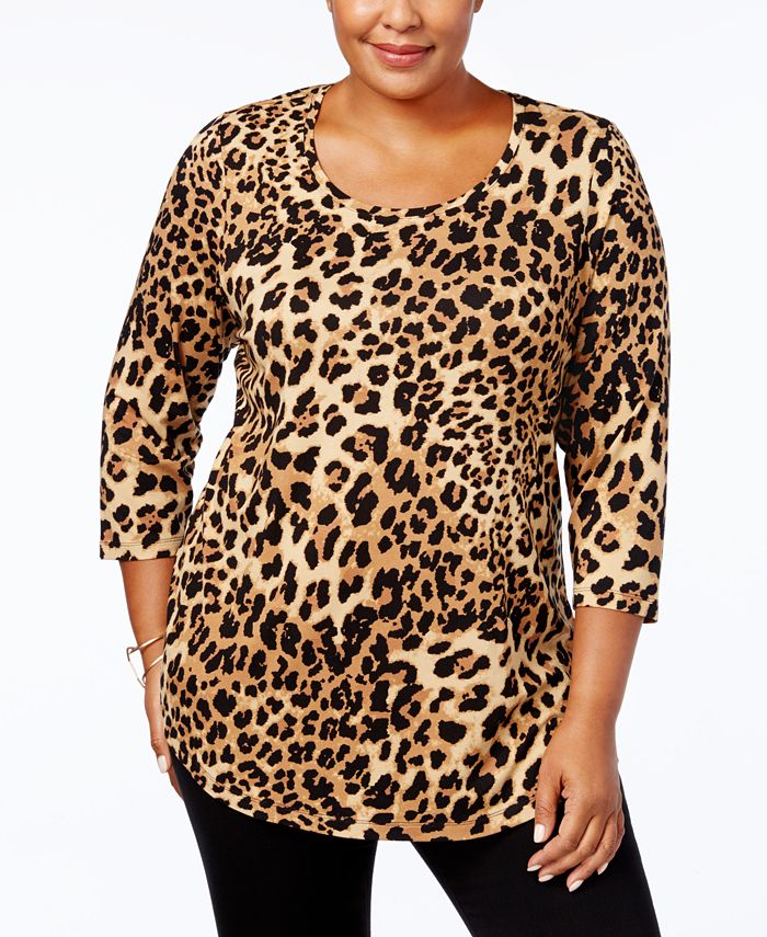 JM Collection Plus Size Printed Top