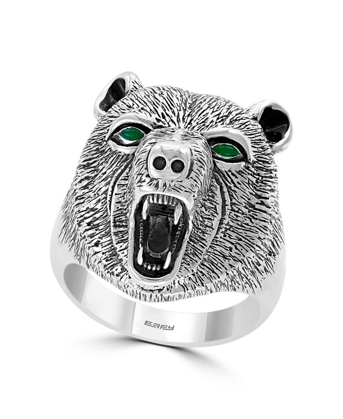 EFFY Collection EFFY? Men's Green Agate Bear Ring in Sterling Silver