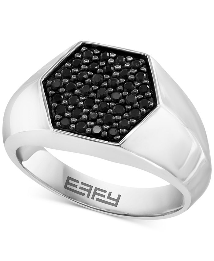 EFFY Collection EFFY? Men's Black Sapphire Hexagon Ring (3/4 ct. t.w.) in Sterling Silver