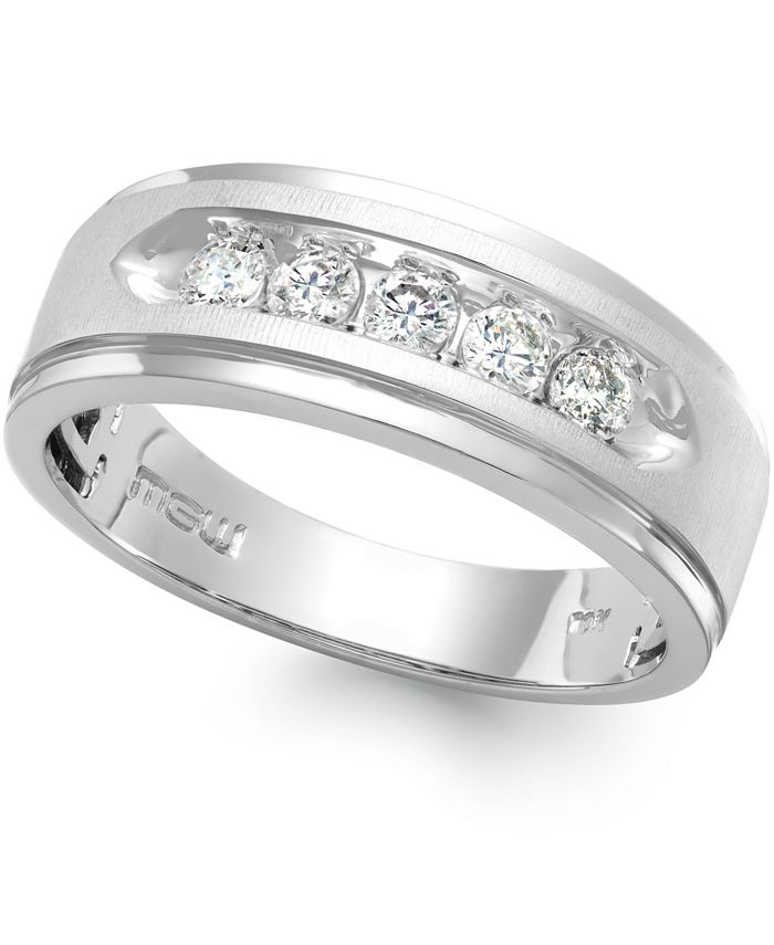 Macy's Men's Five-Stone Diamond Ring in 10k White Gold (1 ct. t.w.)