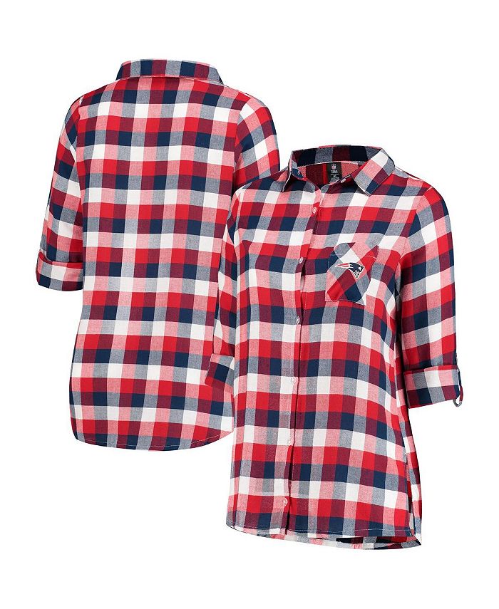 Concepts Sport Women's Navy, Red New England Patriots Plus Size Breakout Flannel Nightshirt