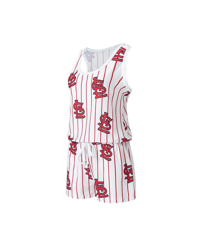 Concepts Sport Women's White St. Louis Cardinals Reel Pinstripe Knit Romper