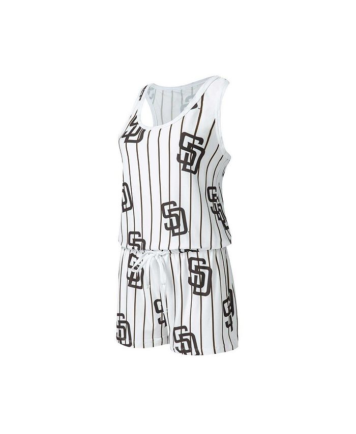 Concepts Sport Women's White San Diego Padres Reel Pinstripe Knit Romper