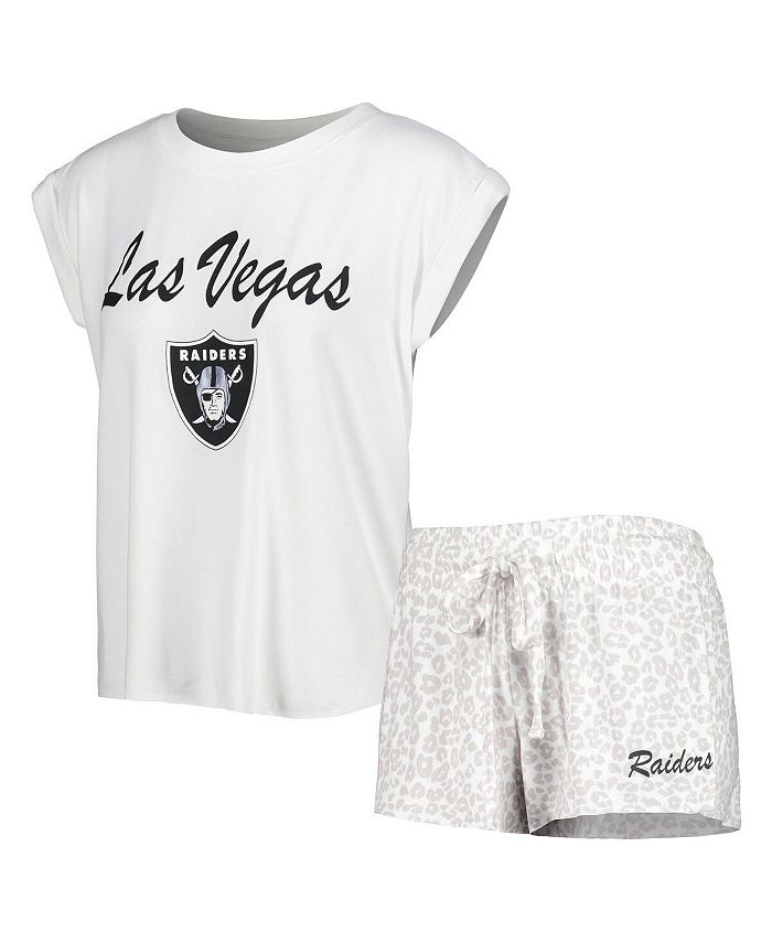 Concepts Sport Women's White, Cream Las Vegas Raiders Montana Knit T-shirt and Shorts Sleep Set