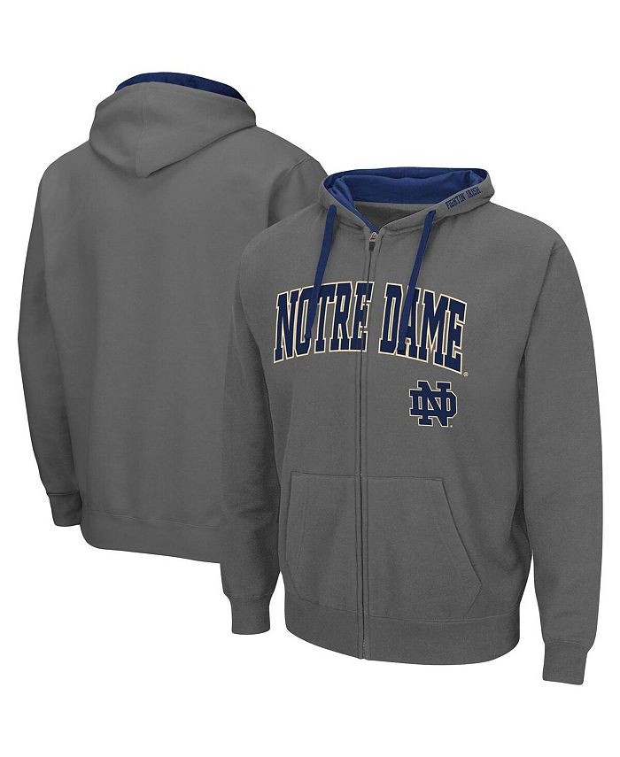 Colosseum Men's Charcoal Notre Dame Fighting Irish Big and Tall Full-Zip Hoodie