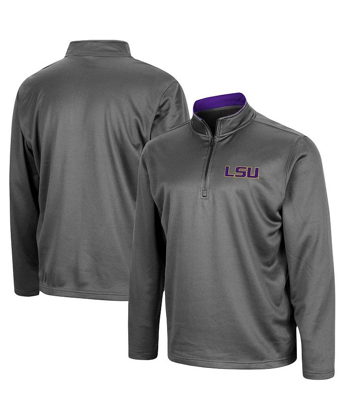 Colosseum Men's Charcoal LSU Tigers Big and Tall Fleece Quarter-Zip Jacket