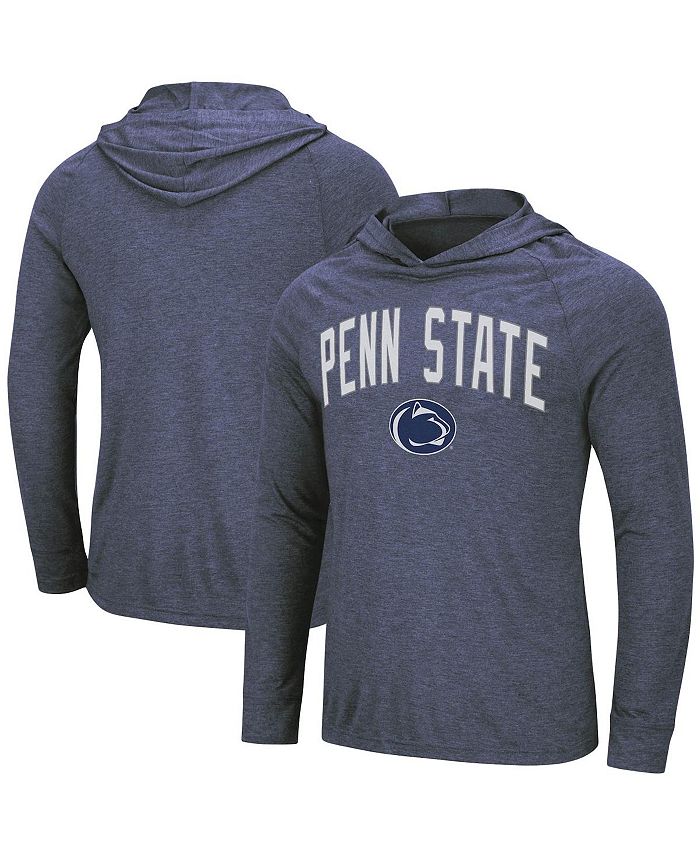 Colosseum Men's Heathered Navy Penn State Nittany Lions Big and Tall Wingman Raglan Hoodie T-shirt