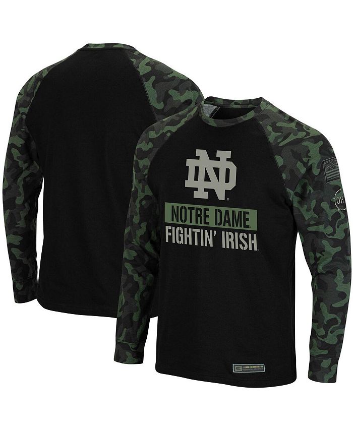 Colosseum Men's Black, Camo Notre Dame Fighting Irish OHT Military-Inspired Appreciation Big and Tall Raglan Long Sleeve T-shirt