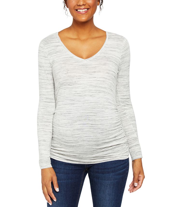 Motherhood Maternity Long Sleeve Side-Ruched Maternity T-Shirt