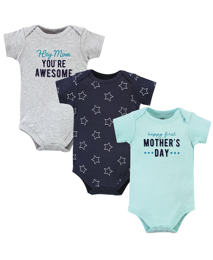 Hudson Baby Infant Boy Cotton Bodysuits, Boy Mothers Day, 3-Pack