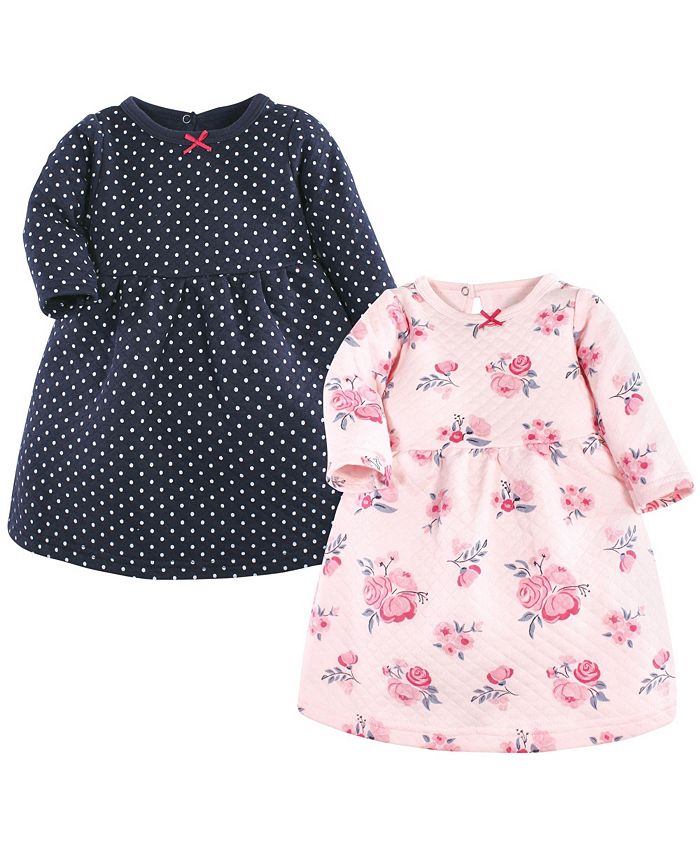 Hudson Baby Infant Girl Cotton Dresses, Pink and Navy Floral