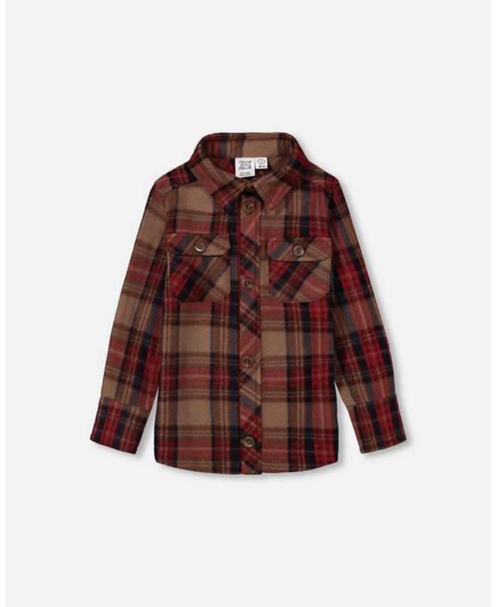 Deux par Deux Boy Soft Light Polar Shirt Caramel Plaid - Child