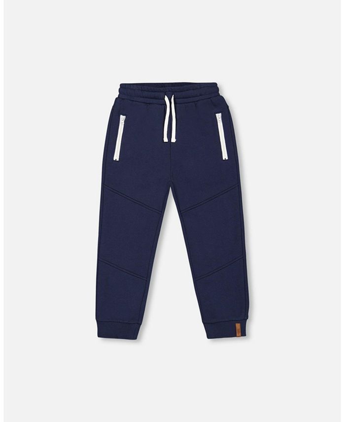 Deux par Deux Boy Fleece Sweatpants With Zipper Pockets Navy - Toddler|Child