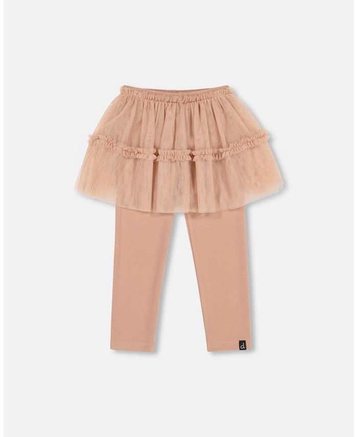 Deux par Deux Girl Super Soft Leggings With Tulle Skirt Beige - Child