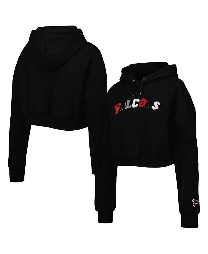 The Wild Collective Women's Black Atlanta Falcons Cropped Pullover Hoodie