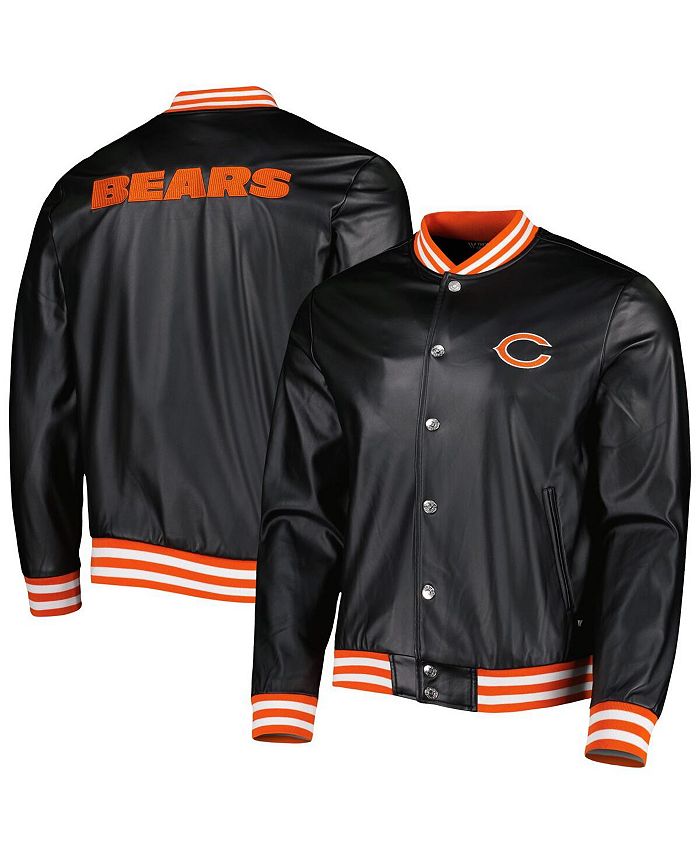 The Wild Collective Men's Black Chicago Bears Metallic Bomber Full-Snap Jacket