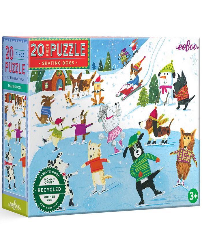 Eeboo Skating Dogs 20 Piece Jigsaw Puzzle Set, Ages 3 and up