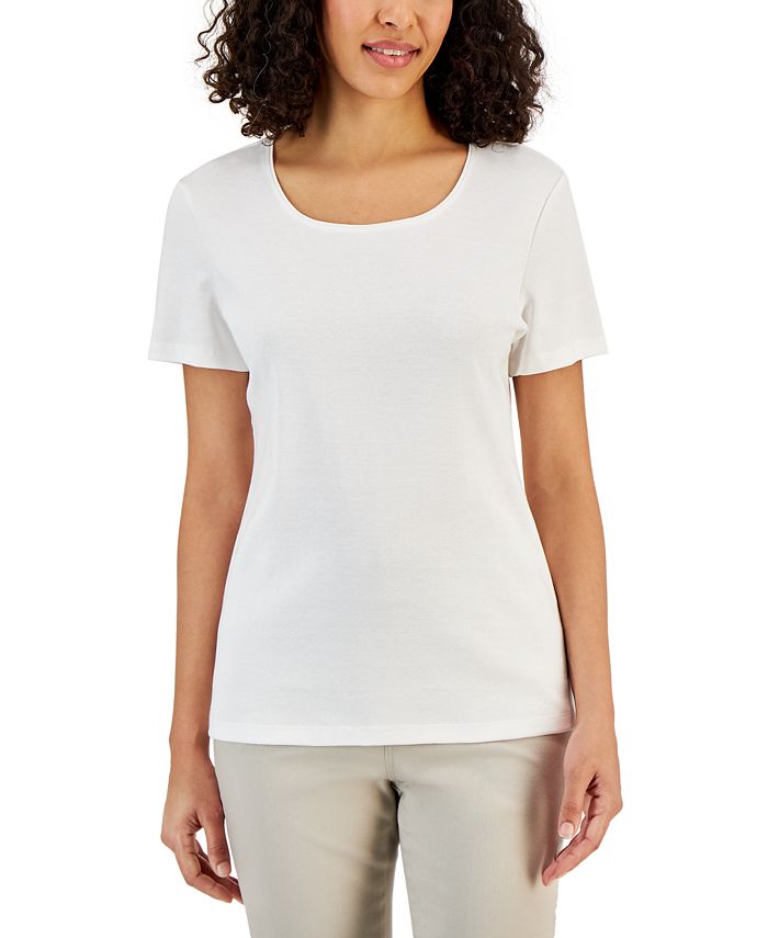 Karen Scott Short Sleeve Scoop Neck Top