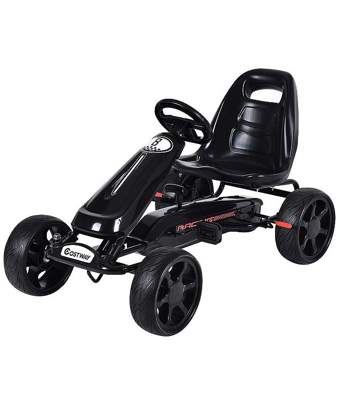 Costway Xmas Gift Go Kart Kids Ride On Car Pedal Powered Car 4 Wheel Racer Toy Stealth Outdoor