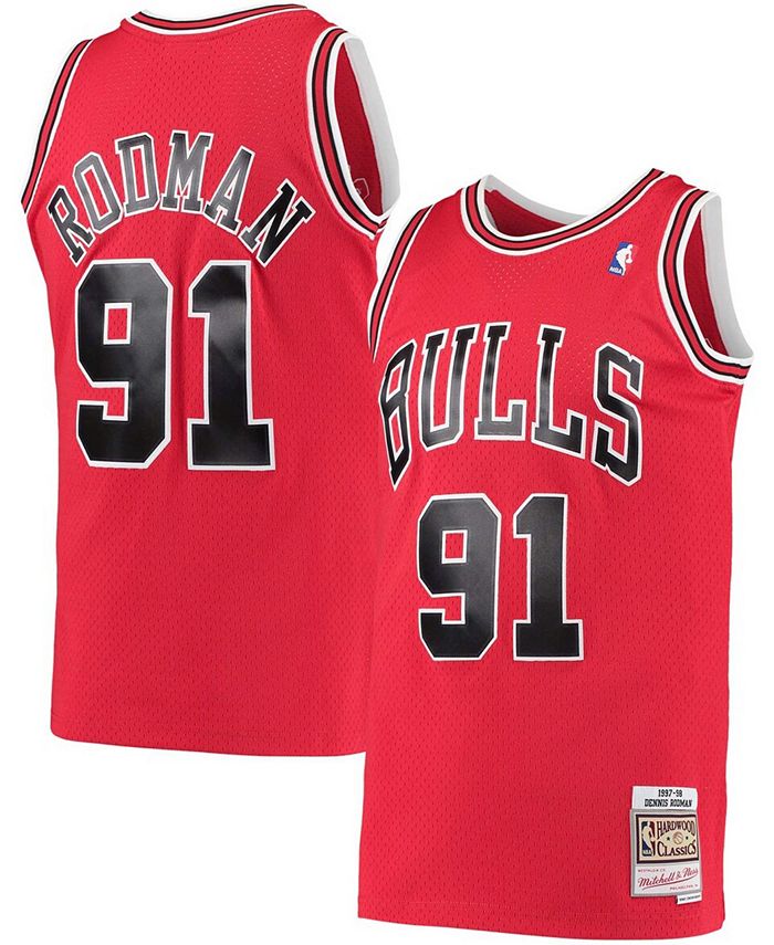 Mitchell & Ness Men's Dennis Rodman Red Chicago Bulls Hardwood Classics 1997-98 Swingman Jersey