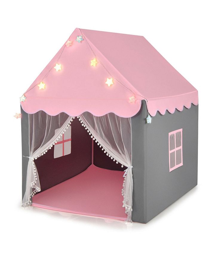 Costway Kids Playhouse Tent Large Castle Fairy Tent Gift w/Star Lights Mat