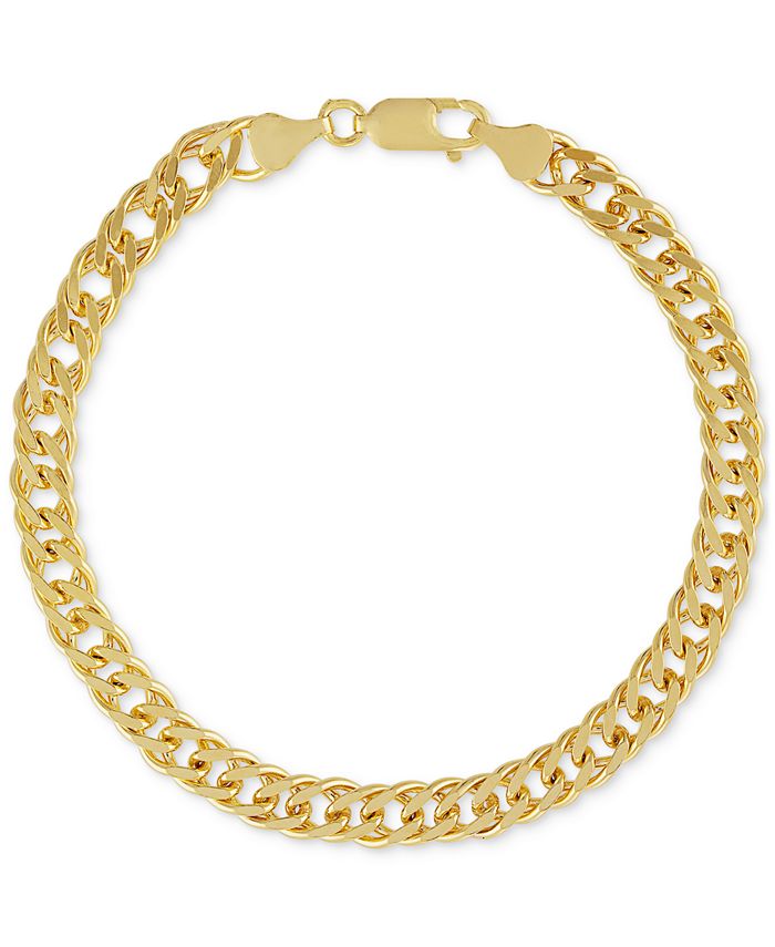 Esquire Men's Jewelry Fancy Curb Link Chain Bracelet in 14k Gold-Plated Sterling Silver