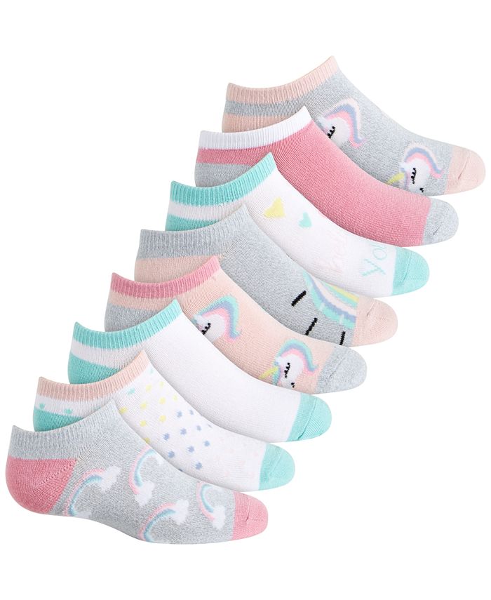 Planet Sox Little & Big Girls 8-Pack Unicorn No-Show Socks