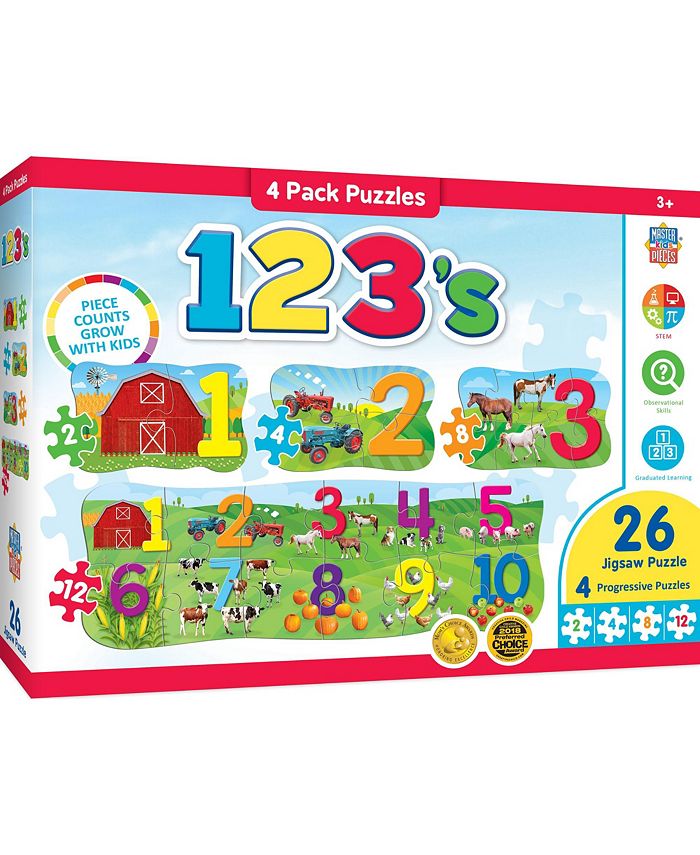 MasterPieces Puzzles MasterPieces 26 Piece Puzzle for Kids - 123 on the Farm 4-Pack