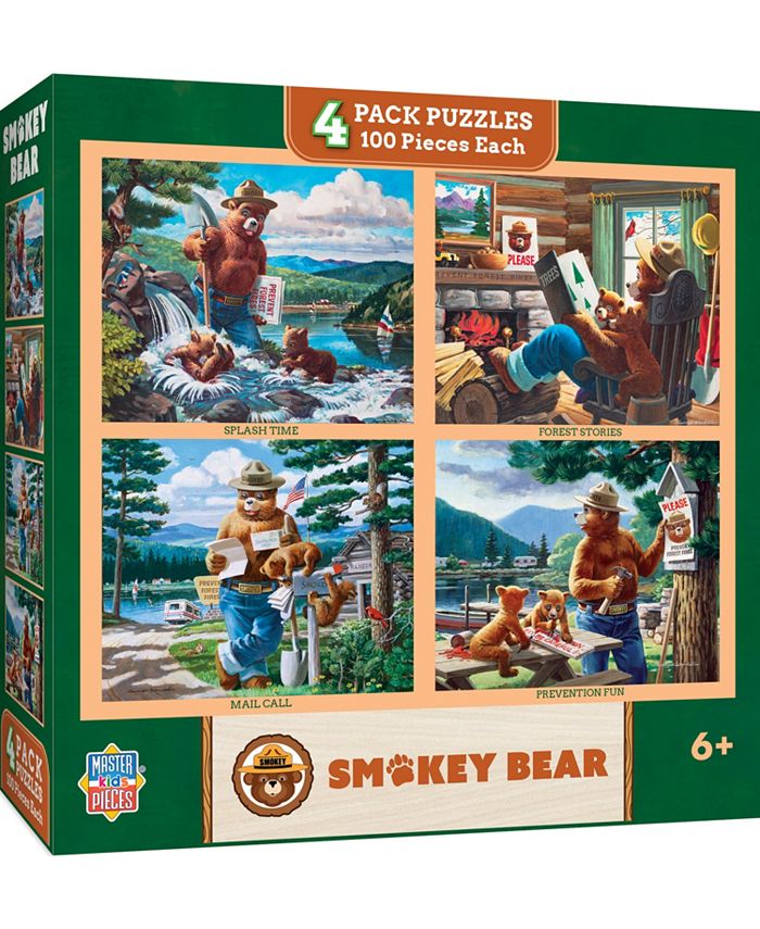 MasterPieces Puzzles Smokey Bear - 4 Pack - 100 Piece Kids Jigsaw Puzzle