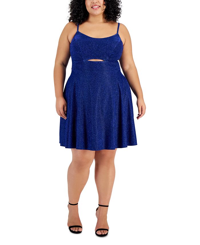 City Studios Trendy Plus Size Cutout Metallic Skater Dress