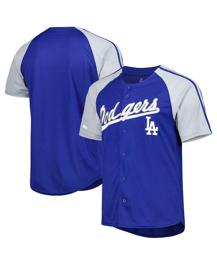 Stitches Men's Royal Los Angeles Dodgers Button-Down Raglan Fashion Jersey