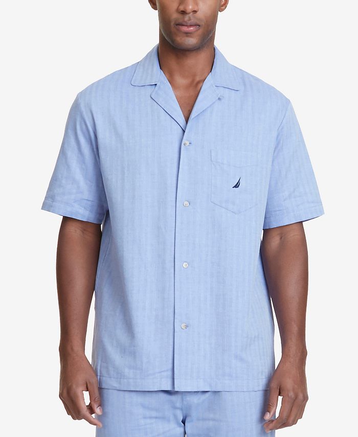 Nautica Men's Herringbone Comfort Cotton Pajama Shirt