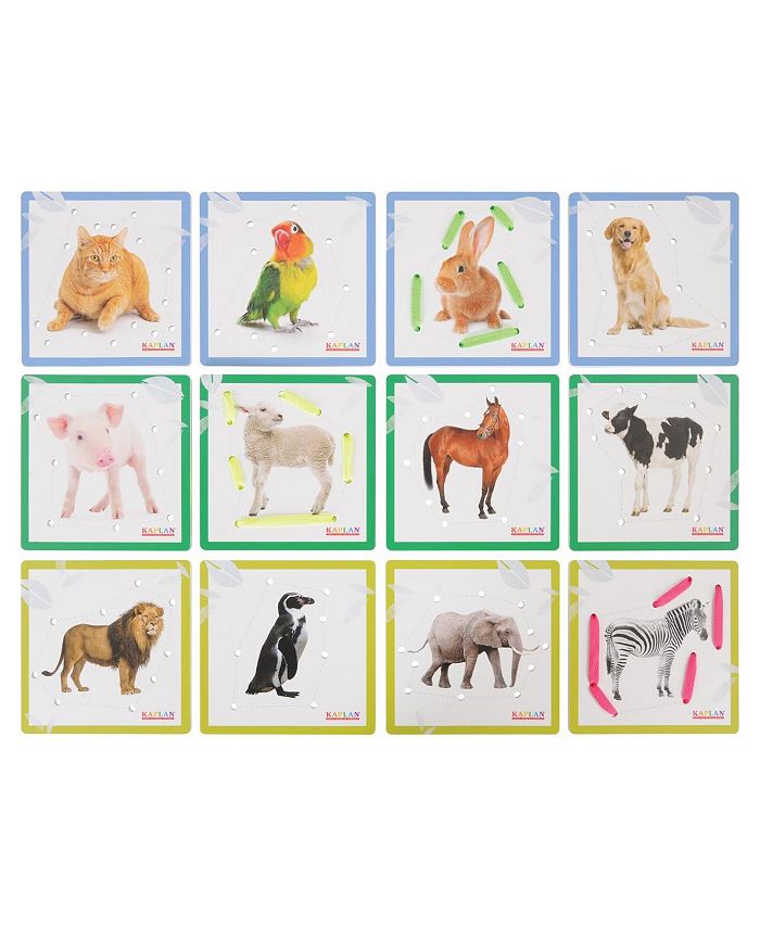 Kaplan Early Learning Friendly Wild and Pet Animal Lacing Boards - Set of 12