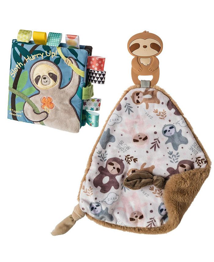 Mary Meyer Corporation Mary Meyer Sloth Lovey with Silicone Teether & Molasses Sloth Taggies Soft Book