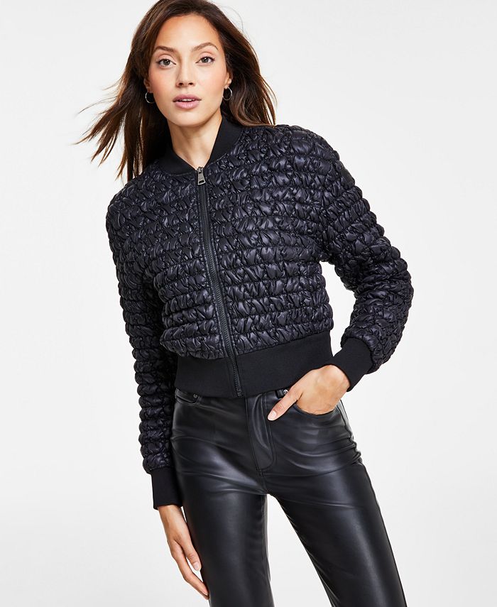 DKNY Jeans Women's Textured Long-Sleeve Bomber Jacket