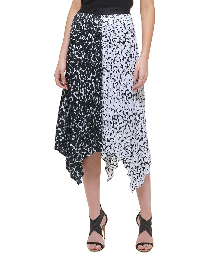 DKNY Women's Asymmetrical Printed Pull-On Skirt