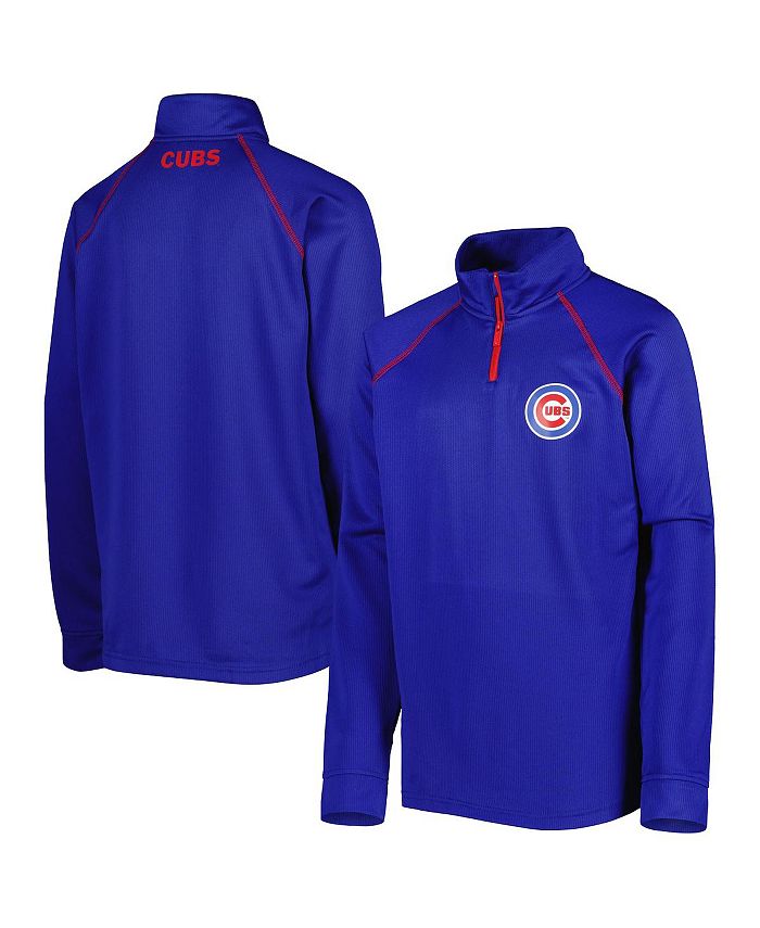 Stitches Big Boys Royal Chicago Cubs Team Raglan Quarter-Zip Jacket