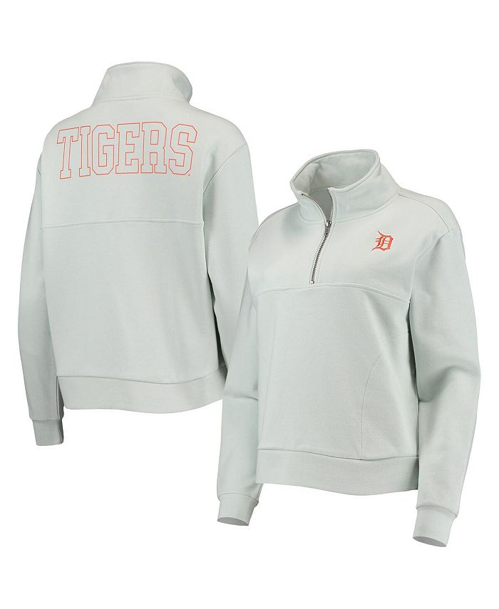 The Wild Collective Women's Light Blue Detroit Tigers Two-Hit Quarter-Zip Pullover Top